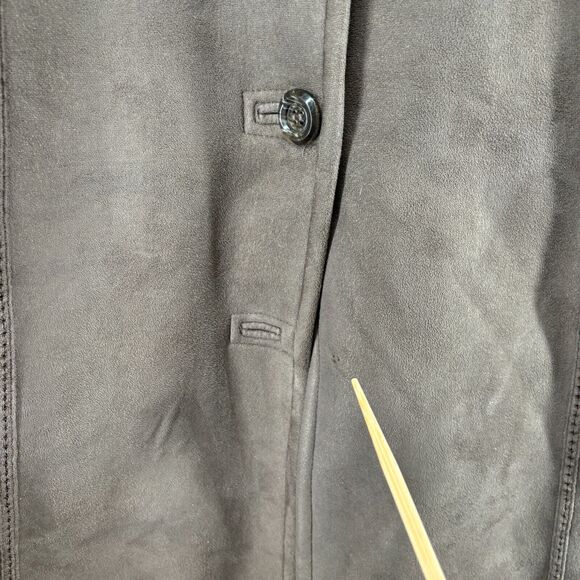 CG COLLECTION BY GALLERY Jacket Womens 1X Faux Fur Lined Button Front Coat Brown - Picture 16 of 16